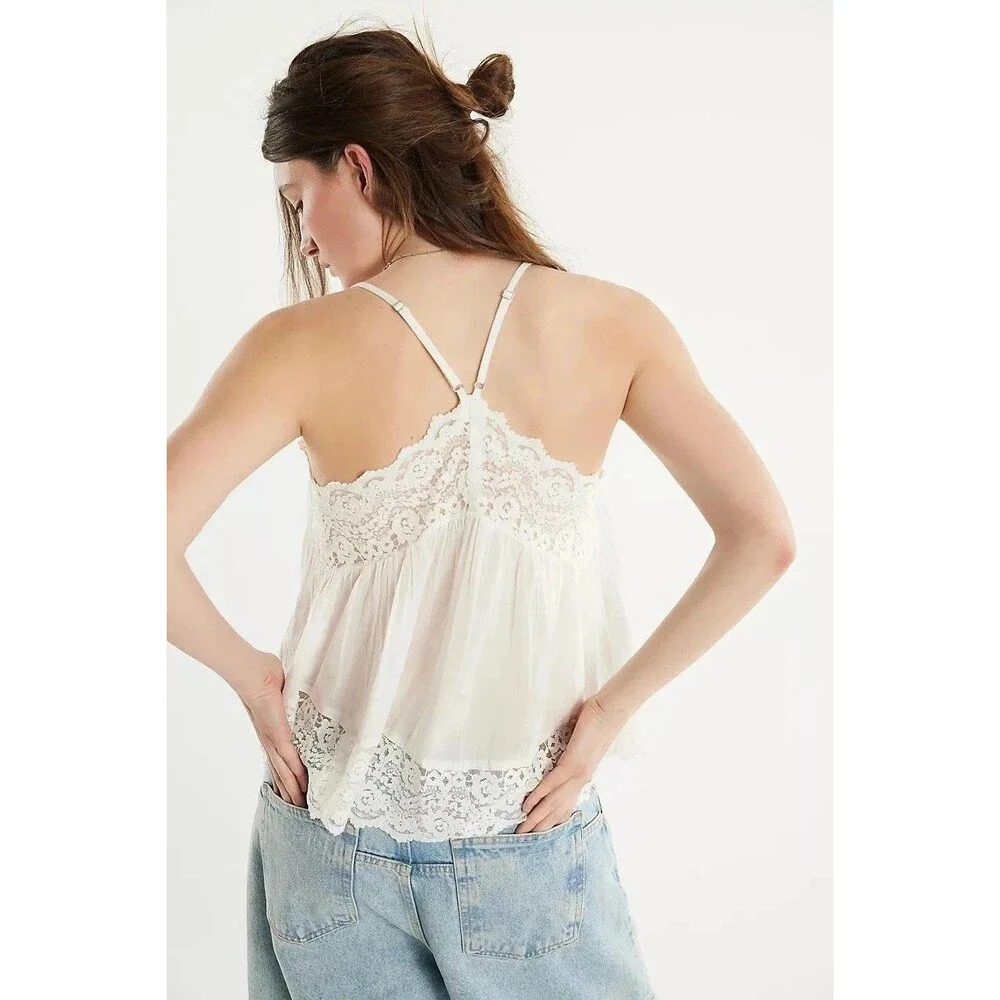 Intimately Free People Fiona Cami Blouse Top Tank Sleeveless Lace Slip M 288942